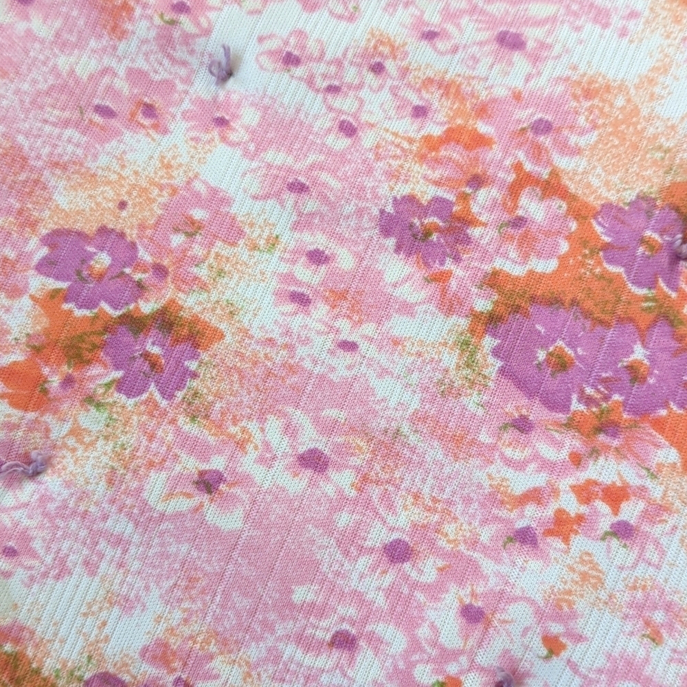 Vintage Handmade 60s/70s Girlie Pink Floral Polyester Floral Throw Blanket Quilt - Picture 2 of 5